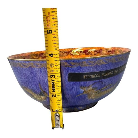 Wedgwood Hummingbird Luster Rare Bowl 8" Diameter Serving Centerpiece Large - Picture 5 of 10